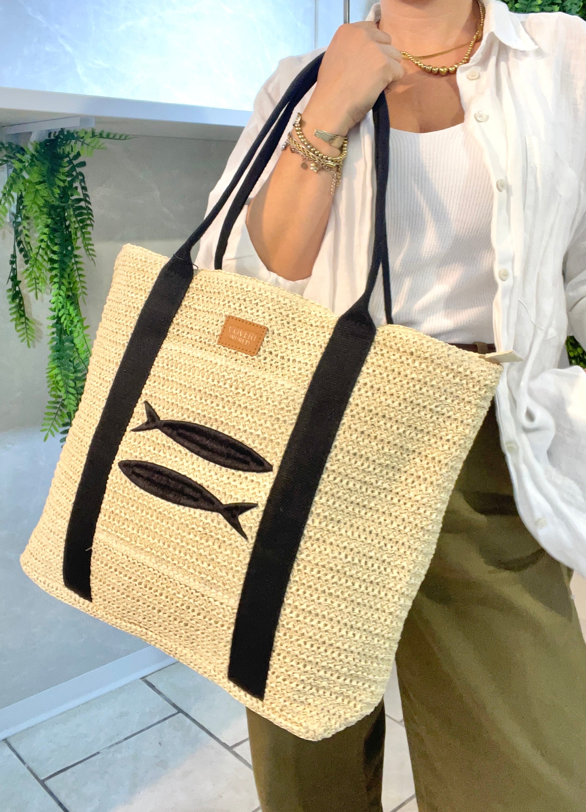 Borsa Mare Rafia Coveri