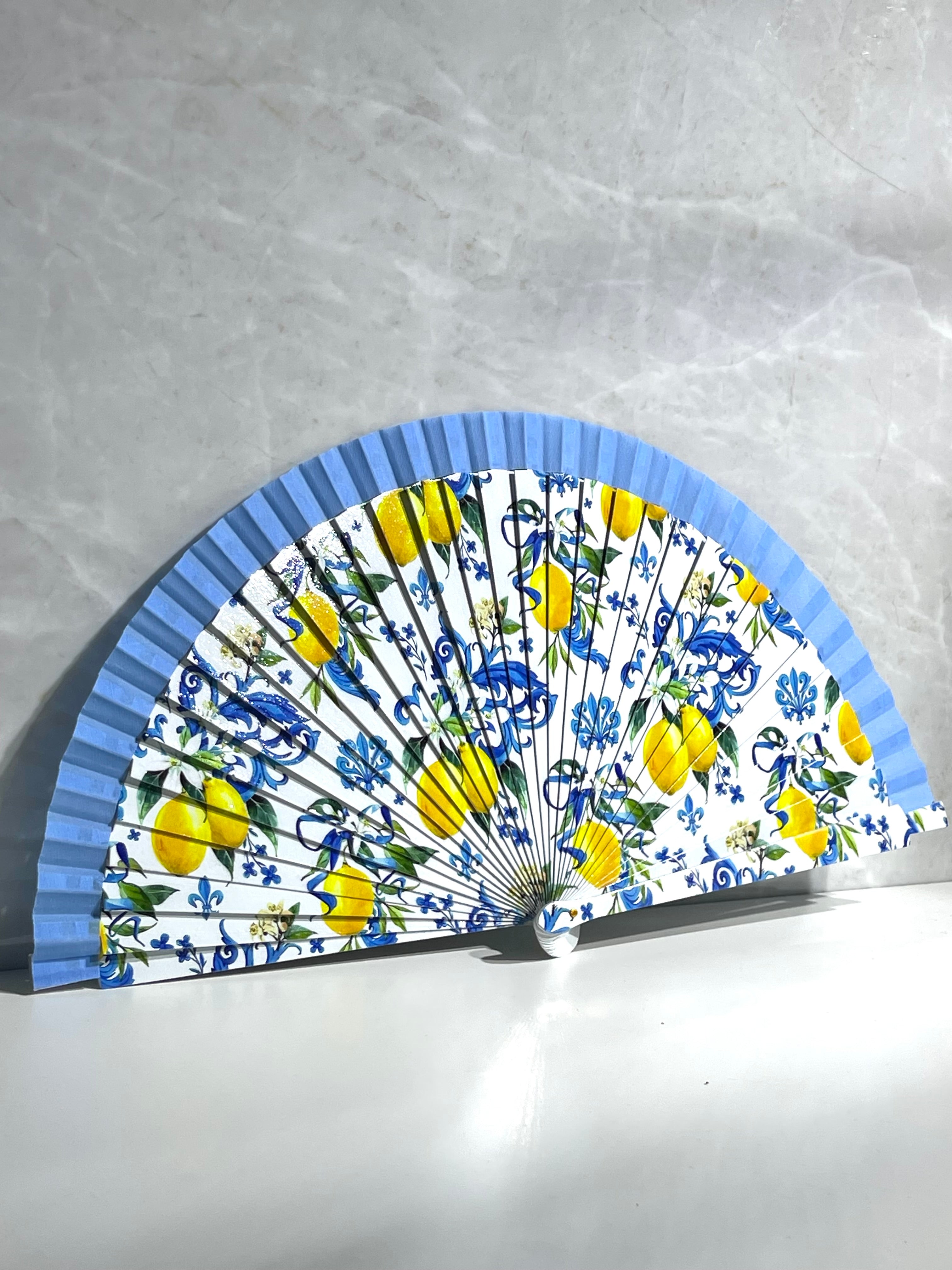 Ventaglio Maiolica Limoni Celeste