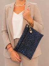 Pochette Grande da Polso Camoscio Blu