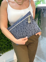 Pochette Grande Jeans Floreale