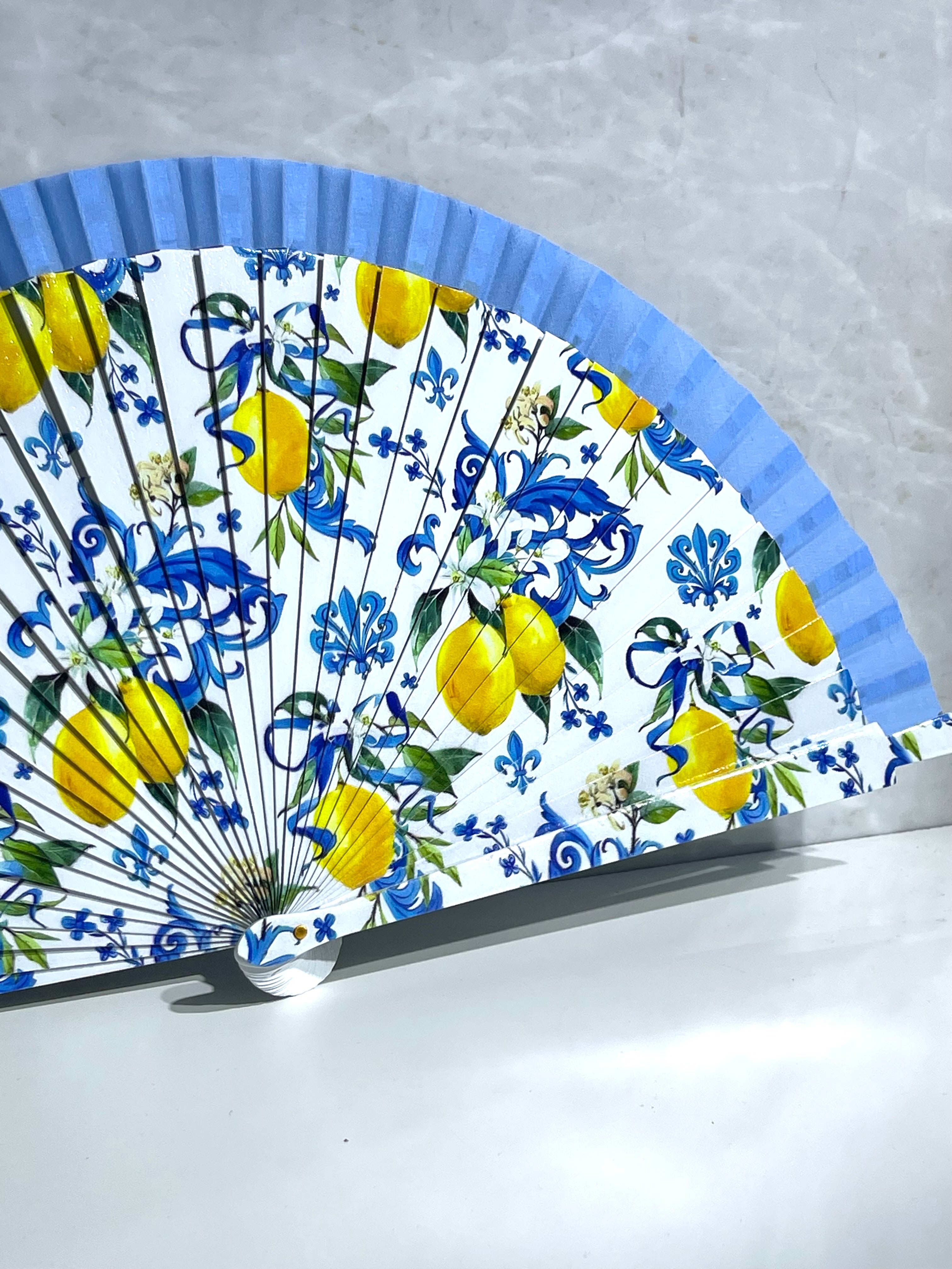 Ventaglio Maiolica Limoni Celeste