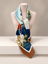 Foulard con Fiori Marrone